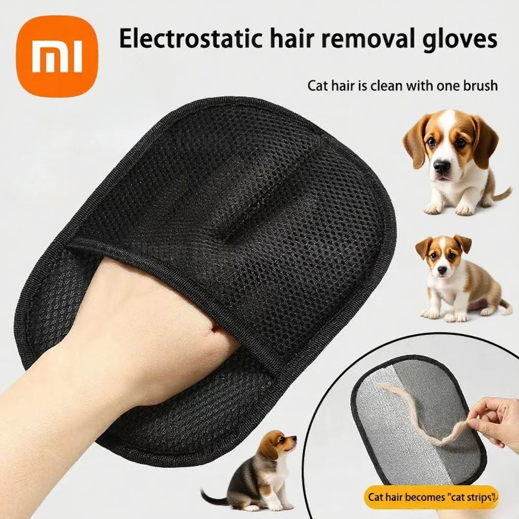 XIoami 2-in-1 Reusable Pet Grooming Glove - Static Electricity Deshedding Brush for Cat/Dog Hair Removal, Massage Cleaning Tool